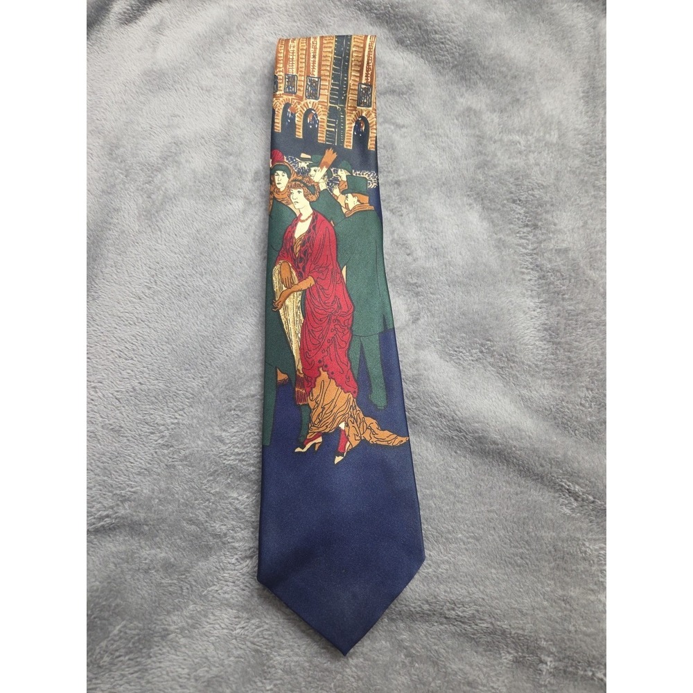 Hand Made Italian‎ Silk Men's Necktie Neck Tie 1920's Flapper Design 3.5/54 in